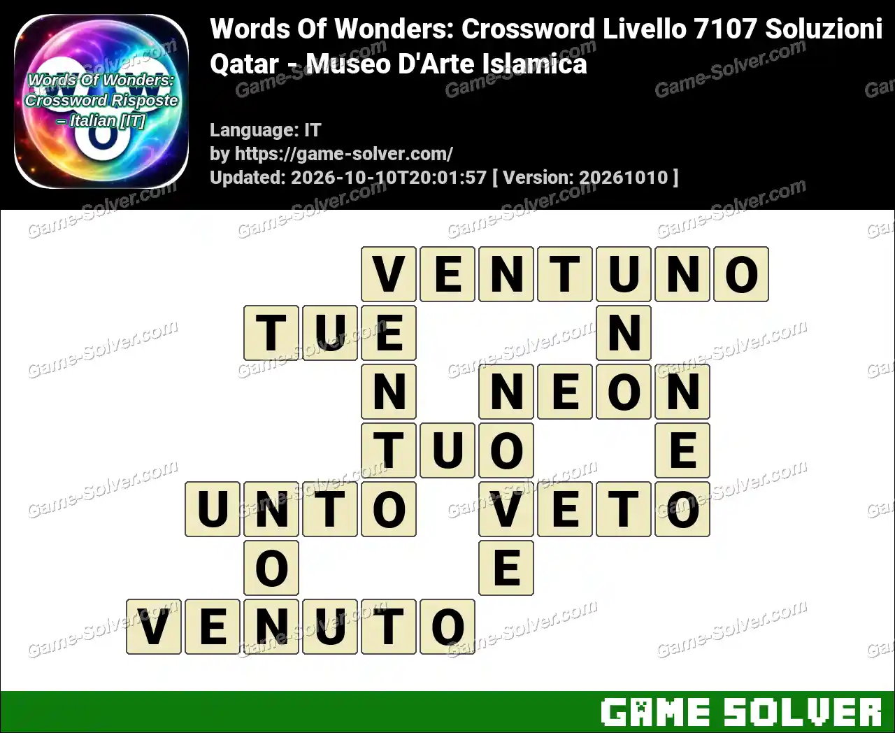 Words Of Wonders: Crossword Livello 7107 Soluzioni – Qatar – Museo D’Arte Islamica